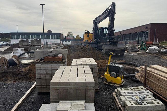 Huiskamp straatwerk startfase Ahaus